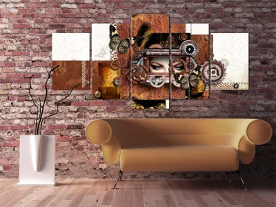 Produktbild von Akustikbild Abstrakt 200x100 cm Bilder Akustikschaum Hochleistungsschallabsorber Schallschutz Leinwand 5 tlg Wandbild Raumakustik Schalldämmung 020101-150