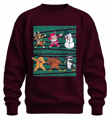 Immagine prodotto di Renna Dabbing Babbo Natale Pupazzo di neve - Regalo di Natale Maglione di Natale Unisex, Borgogna, 3XL