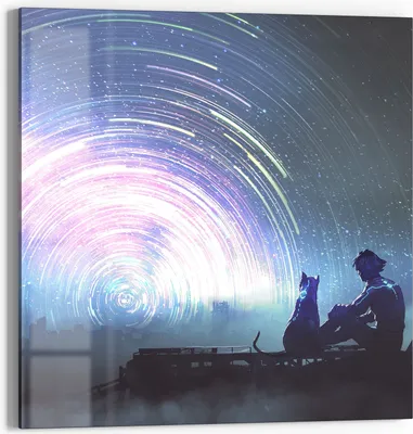 Produktbild von DEQORI Glasbild Echtglas 30x30 cm 'Sternenkomplizen' Wandbild Bild modern Deko
