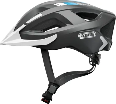 Produktbild von ABUS Stadthelm Aduro 2.0 - Allround-Fahrradhelm mit Licht - in sportivem Design für den Stadtverkehr - für Damen und Herren - Grau/Weiß, Größe M (52-58 cm)