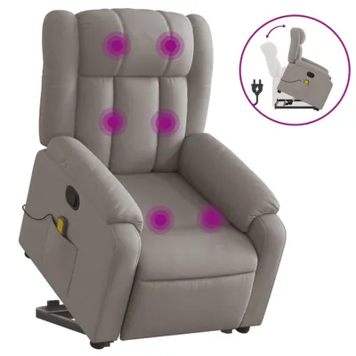 Image de Fauteuil de massage avec releveur Taupe Tissu