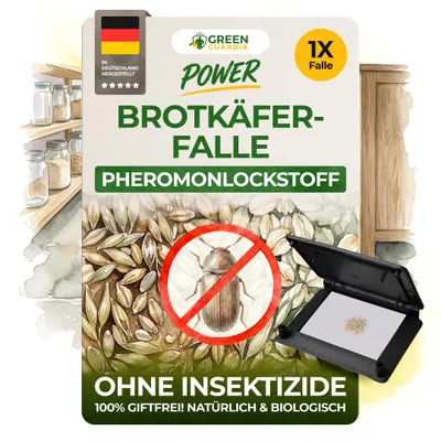 Produktbild von Brotkäfer Falle mit Pheromon-Lockstoff - 1x Falle - umweltfreundlich Brotkäfer bekämpfen, Chemiefreie Brotkäferfalle, die giftfrei Pheromonfalle