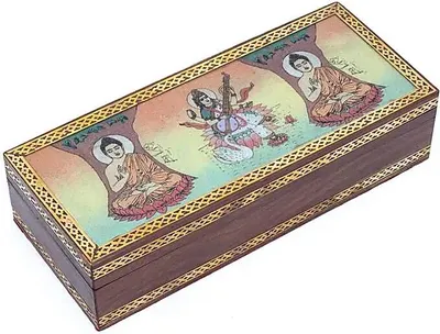 Zdjęcie produktu dla Pudełko na tarota lub biżuterię Budda i Saraswati - 26x11cm