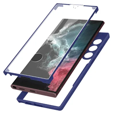 Immagine prodotto di Avizar, custodia protettiva a 360 gradi con paraurti in silicone per Samsung Galaxy S22 Ultra, colore blu