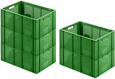 Produktbild von SparSet 5x Eurobehälter Obst- und Gemüsekasten | HxBxT 27,4x40x60cm | 54 Liter | Grün | Obst-Gemüsekiste, Obstkorb, Transportbox