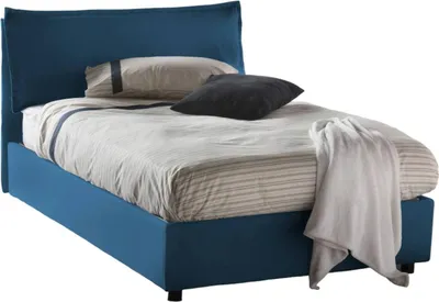 Produktbild von Quadratisches und halbes Bett Daalt, Containerbett mit Stoffbespannung, 100%  Italy, Frontöffnung, inklusive Matratze 120x200 cm, Blau