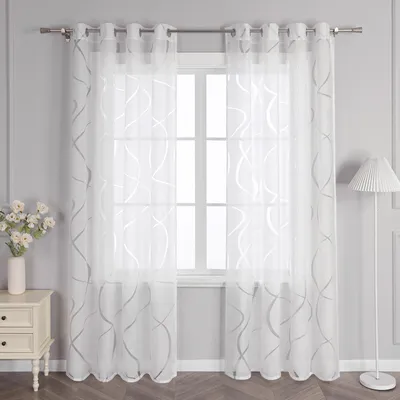 Produktbild von Joyswahl Voile Gardinen Schlafzimmer Wohnzimmer Modern Vorhänge Ausbrenner Gardinenschal Mit Ösen Transparent Weiß HxB 145x140cm 1 Stück