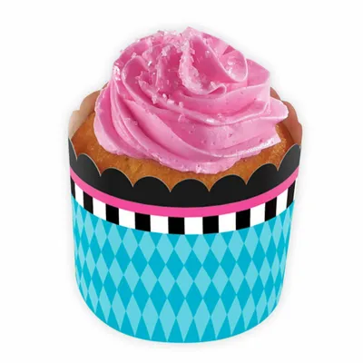Produktbild von Amscan - Mit Zickzack-Borte - Muffin- und Cupcake-Förmchen, Papier, Geburtstag 24er-Pack SG34565 (Einheitsgröße) (Blau/Weiß/Schwarz)
