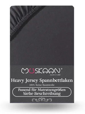 Produktbild von Heavy Jersey Spannbettlaken 140x200 cm - 160x200 cm 100% Baumwolle 160 g/m² schwarz