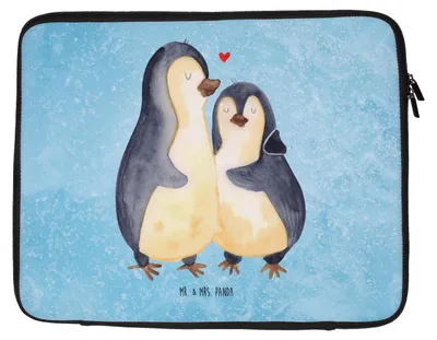 Produktbild von Mr. & Mrs. Panda Laptophülle Pinguin umarmen 20 x 28 cm - Eisblau - Geschenk, Liebe, Laptoptasche, Hochzeit, Laptop Case, Verknallt, Hochzeitsgeschenk, Tasche, Sleeve