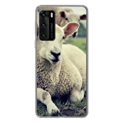 Produktbild von MuchoWow® Handyhülle Schutzhülle Hülle für Huawei P40 Schaf - Lamm - Gras Silikon Softcase Handy Hülle - Handytasche