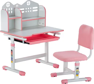 Zdjęcie produktu dla Zestaw biurek VEVOR, regulowana wysokość (53-71 cm), nośność (100 kg), odpowiednie do sypialni, gabinetu, szkoły, różowe