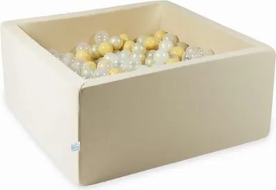 Produktbild von Trockenbecken 90x90x40 beige mit 400 Bällen: transparent, opaleszierend, hellgold, beige