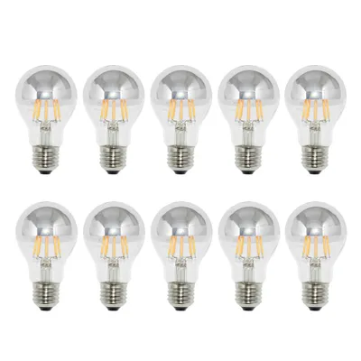 Produktbild von 10 x LED Filament Kopfspiegel Silber 8W = 60W E27 AGL Glühlampe Glühbirne Glühfaden warmweiß