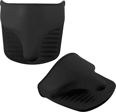Produktbild von dicke Silikon-Ofenhandschuhe, 12,5 x 11 cm, hitzebeständig, zum Backen/Kochen/Grillen, schwarz