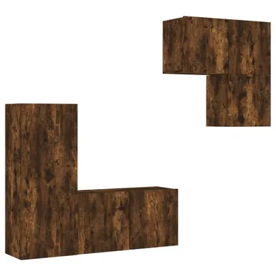 Produktbild von 4-tlg. Wohnwand Räuchereiche Holzwerkstoff