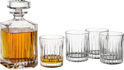 Produktbild von gouveo Whiskykaraffe mit 4 Gläser 35802 - Whisky-Set aus hochwertigem Glas mit 4 passenden Whisky-Gläsern - Tolles Geschenkset für Männer und Whisky-Liebhaber