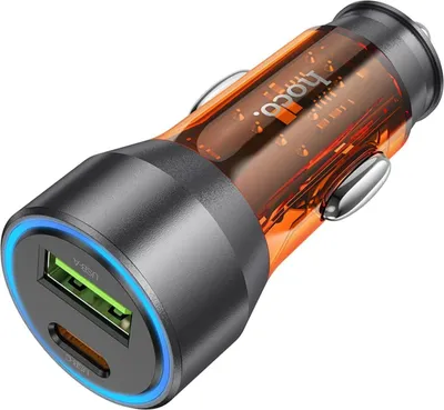 Produktbild von HOCO Autoladegerät USB QC 18W + Typ C 25W PD43W NZ12A  orange