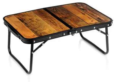 Obrázok produktu pre Vilde | Kempingový stôl sklopný - 60x40x25 cm - Hliníkový kufríkový stôl v dekore dreva