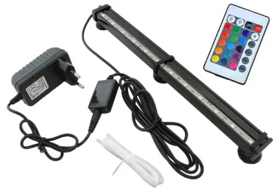Immagine prodotto di Luce LED Acquario RGB con effetto bolle, 15 LED 5050 SMD, telecomando IR, IP68, 28 cm, nero