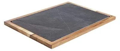 Tablett aus Schiefer/Akazienholz, 35 x 25 x 2,5 cm, grau
