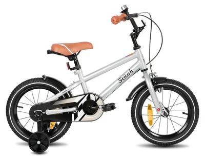 Zdjęcie produktu dla Rower dziecięcy - 50 cm, ok. 20 cali - Dla chłopców i dziewczynek w wieku 3–9 lat - Z podpórkami - Rama stalowa, hamulce V-brake, hamulec tylny. Kolor: srebrny