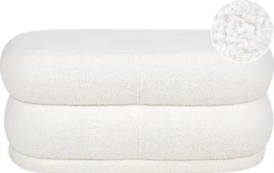 Zdjęcie produktu dla BELIANI Ławka złamana biel tapicerowana boucle w stylu glamour ławka do sypialni salonu