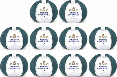 Zdjęcie produktu dla 10 motków DMC Merino Essentiel-3 – przędza DK składająca się w 50% z wełny merynosowej i w 50% z akrylu, nr 8148 (kolor 988)