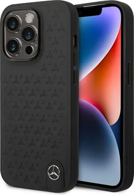 Produktbild von Mercedes-Benz iPhone 14 Pro Hardcase Backcover - Genuine Leather - Star Pattern - Black