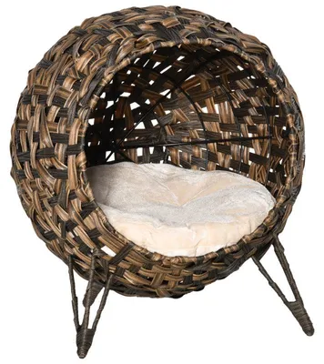 Obrázok produktu pre Klietka pre mačky – peliešok s vankúšikom | Farba: hnedá | Rozmery: 52x52x58 cm