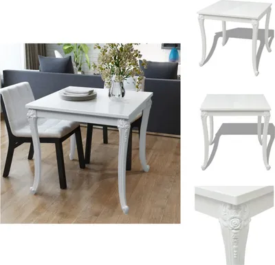 Obrázok produktu pre vidaXL Jedálenský stôl 80x80x76 cm vysoký lesk biely - Jedálenské stoly