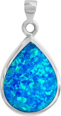 Produktbild von V Anhänger 925/- Sterling Silber synth. Opal blau