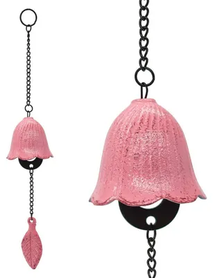 Immagine prodotto di Campanello a vento giapponese in ghisa rosa, ideale per giardino e casa