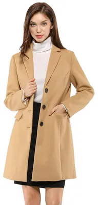 Produktbild von Allegra K Damen Einreihiger Peacoat A Linie Wintermantel