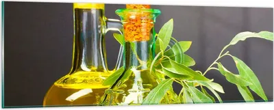 Produktbild von Bilder auf glas - Flasche Glas Olive Öl - 90x30cm - Glasbilder - Wandbilder - Kunstdruck - zum Aufhängen bereit - Wanddekoration aus Glas - Glas Bilder - Wandbild auf Glas - Einteilig - GAB90x30-2168