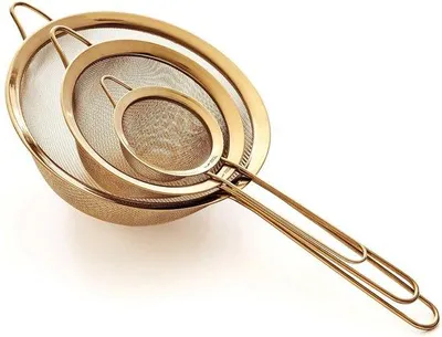 Produktbild von Famanu Sieb Set - Hochwertiger Edelstahl - Gold - Set von 3