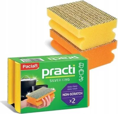 Obrázok produktu pre Practi Silver King umývačky riadu - 2 kusy obojstranných kuchynských hubiek
