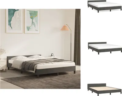 Produktbild von vidaXL Bettgestell mit Kopfteil Dunkelgrau 140x200 cm Samt -  Betten & Bettgestelle