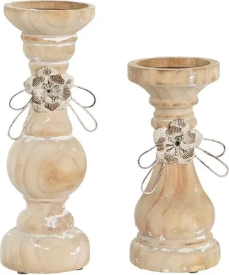 Immagine prodotto di Portacandele in legno DKD Home Decor (9,5 x 9,5 x 28 cm) (2 pezzi)