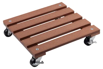 Produktbild von Metafranc WPC-Pflanzenroller 300 x 300 mm 60 kg Tragkraft Braun PP-Räder Feststeller