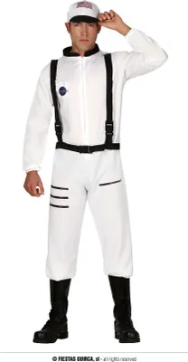 Produktbild von Pilot Traumschiff Mission Raumanzug Karneval Kostüm Galaxy Erforschung Abenteuer, Größe: 52 - 54 (L) Farbe: Weiß