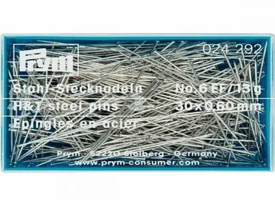 Produktbild von PRYM Stecknadeln, Stahl, 0,60 x 30 mm, silber, Kunststoffdose, 13 g