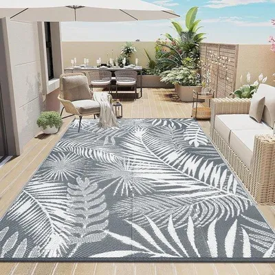 Obrázek produktu pro Venkovní koberec odolný proti povětrnostním vlivům, šedý, 180 x 270 cm