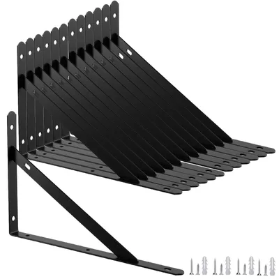 12 schwere Wandregalträger, 25,5 cm, dreieckig, schwarz