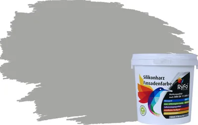 Produktbild von RyFo Colors Silikonharz Fassadenfarbe Lotuseffekt Trend Mausgrau 1l - bunte Fassadenfarbe, weitere Grau Farbtöne und Größen erhältlich, Deckkraft Klasse 1