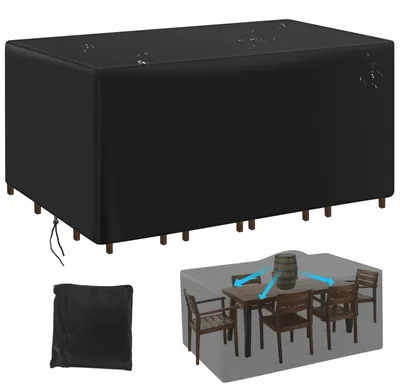 Image de Housse de protection pour ensemble de mobilier de jardin - Housse pour canapé lounge, table et chaises - Résistant - Imperméable - 100 % polyester - 158 × 107 × 71 cm - Noir