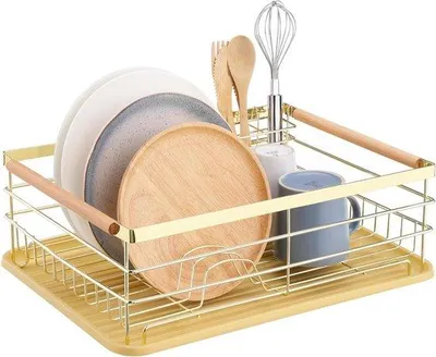 Produktbild von Famanu Abtropfgestell mit Auffangschale und Besteckhalter - Abtropfgestell mit herausnehmbarem Besteckkorb