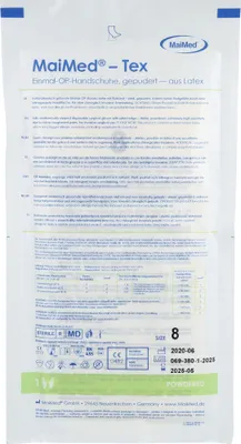 Obrázek produktu pro Latexové chirurgické rukavice velikost 8 sterilní, 1x2 ks HAS