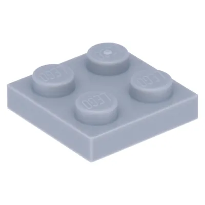 A single light gray LEGO brick with four studs is shown from a diagonal angle against a white background.