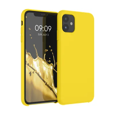 Produktbild von kwmobile Hülle kompatibel mit Apple iPhone 11 Hülle - Silikon Handy Case - Handyhülle weiche Oberfläche - kabelloses Laden - Strahlend Gelb